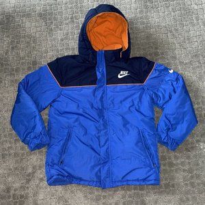 RARE Nike ￼ Reversible Blue And Orange Zip up Jacket Puffer Size Small